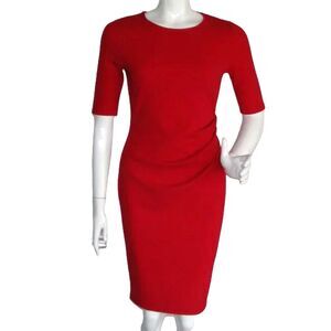 DOROTHY PERKINS Dress, 4, Red, Gathered Hip, Short sleeves, Sheath